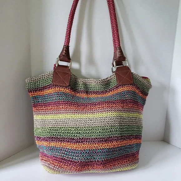 The Sak Womans Woven/Crochet Cambria Multi-colored Hobo Bag. - Picture 2 of 9